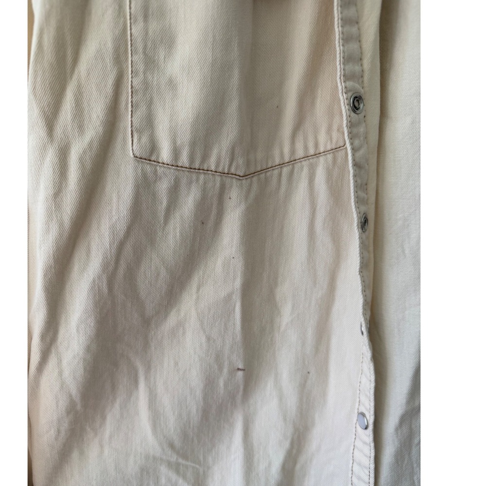 Pilcro sz M White Western Denim Button Up Shirt Minimalist Normcore Streetwear - Picture 7 of 10